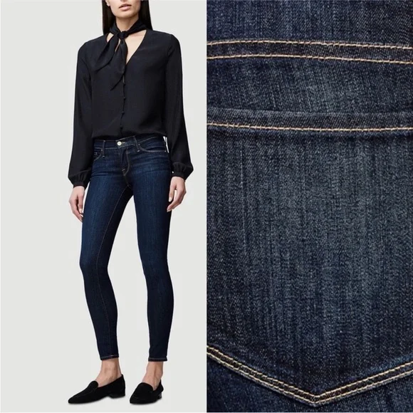 FRAME Le Skinny de Jeanne Dark Wash Denim Skinny Jeans Women’s Size 26 - Picture 4 of 11